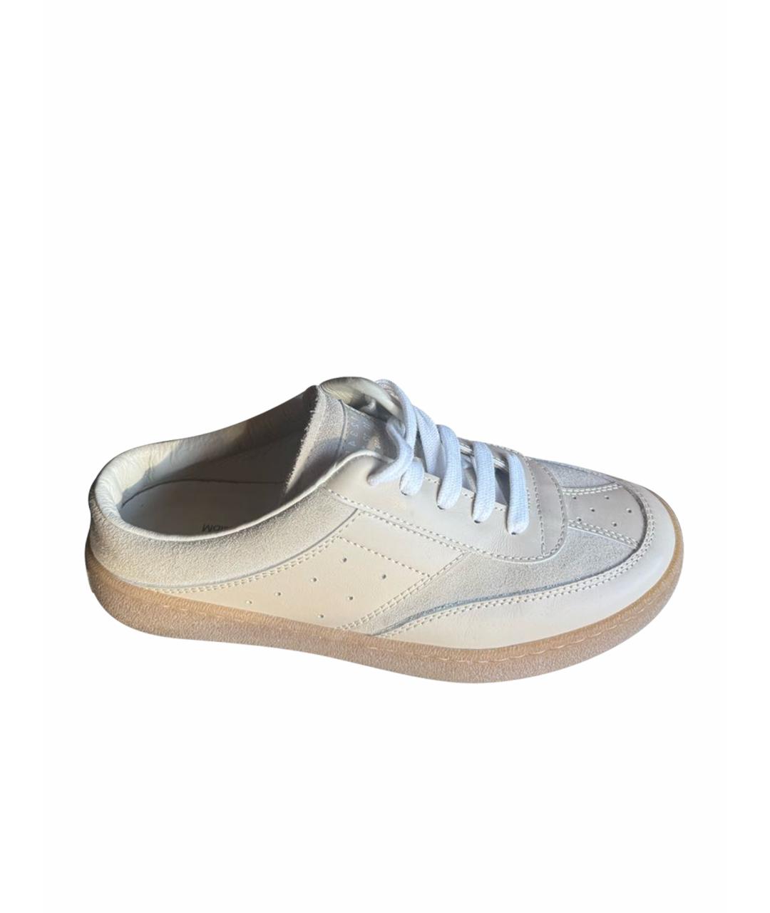 MAISON MARGIELA Бежевые кожаные кеды, фото 1