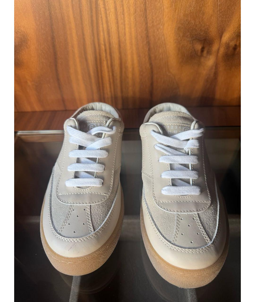 MAISON MARGIELA Бежевые кожаные кеды, фото 2