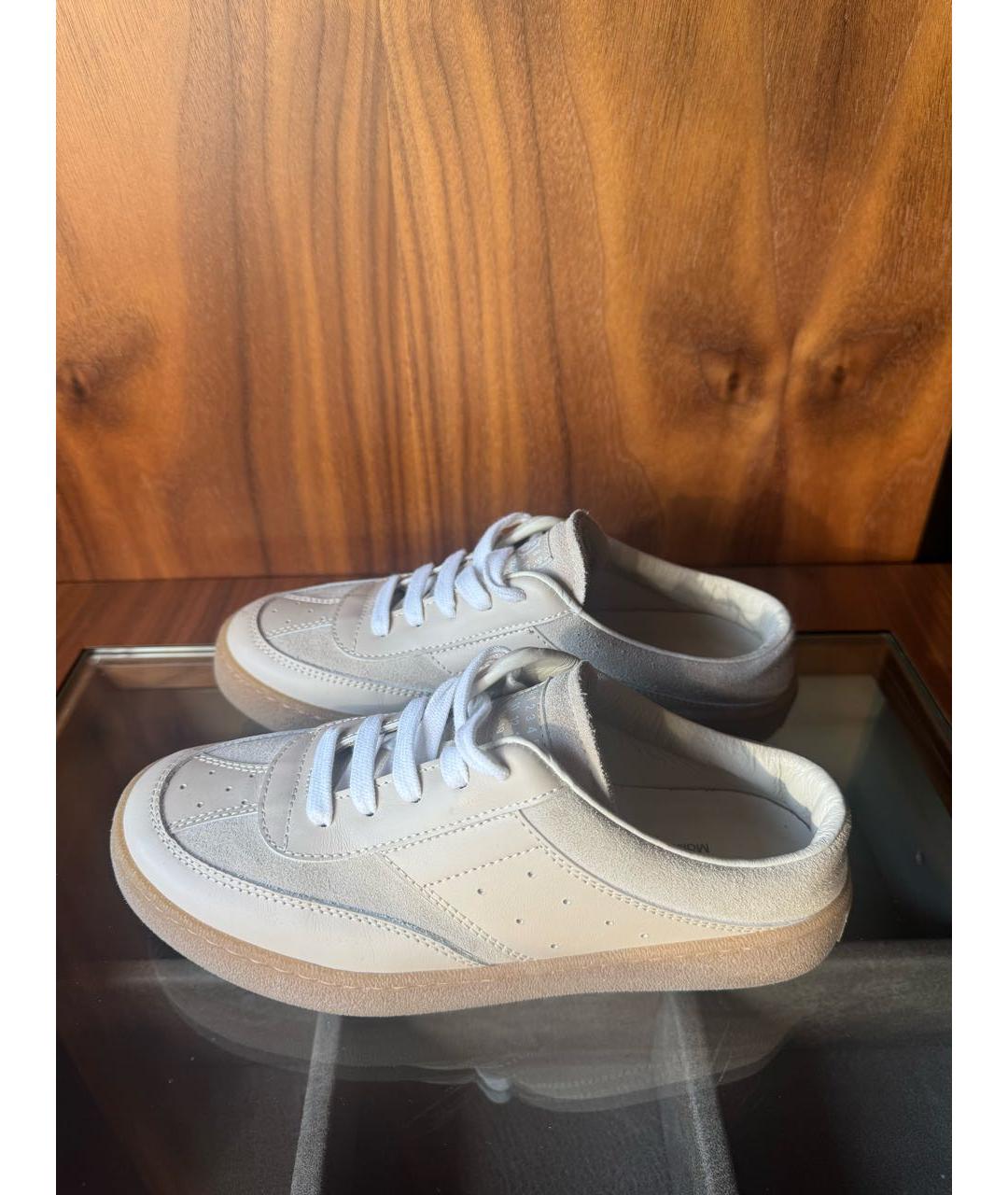 MAISON MARGIELA Бежевые кожаные кеды, фото 5