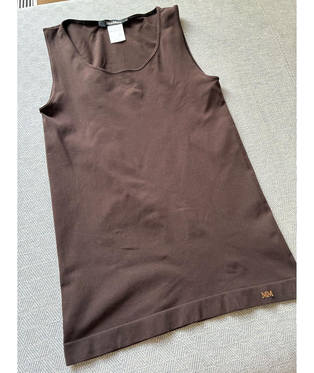 MAX MARA Коричневая полиамидовая майка, фото 4