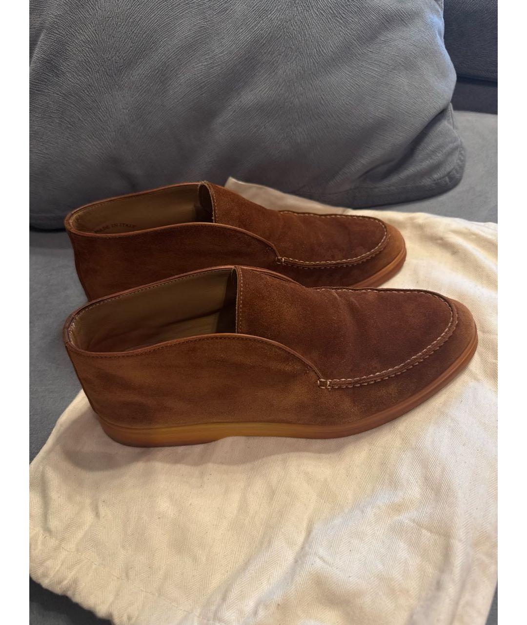 LORO PIANA Коричневые замшевые лоферы, фото 5