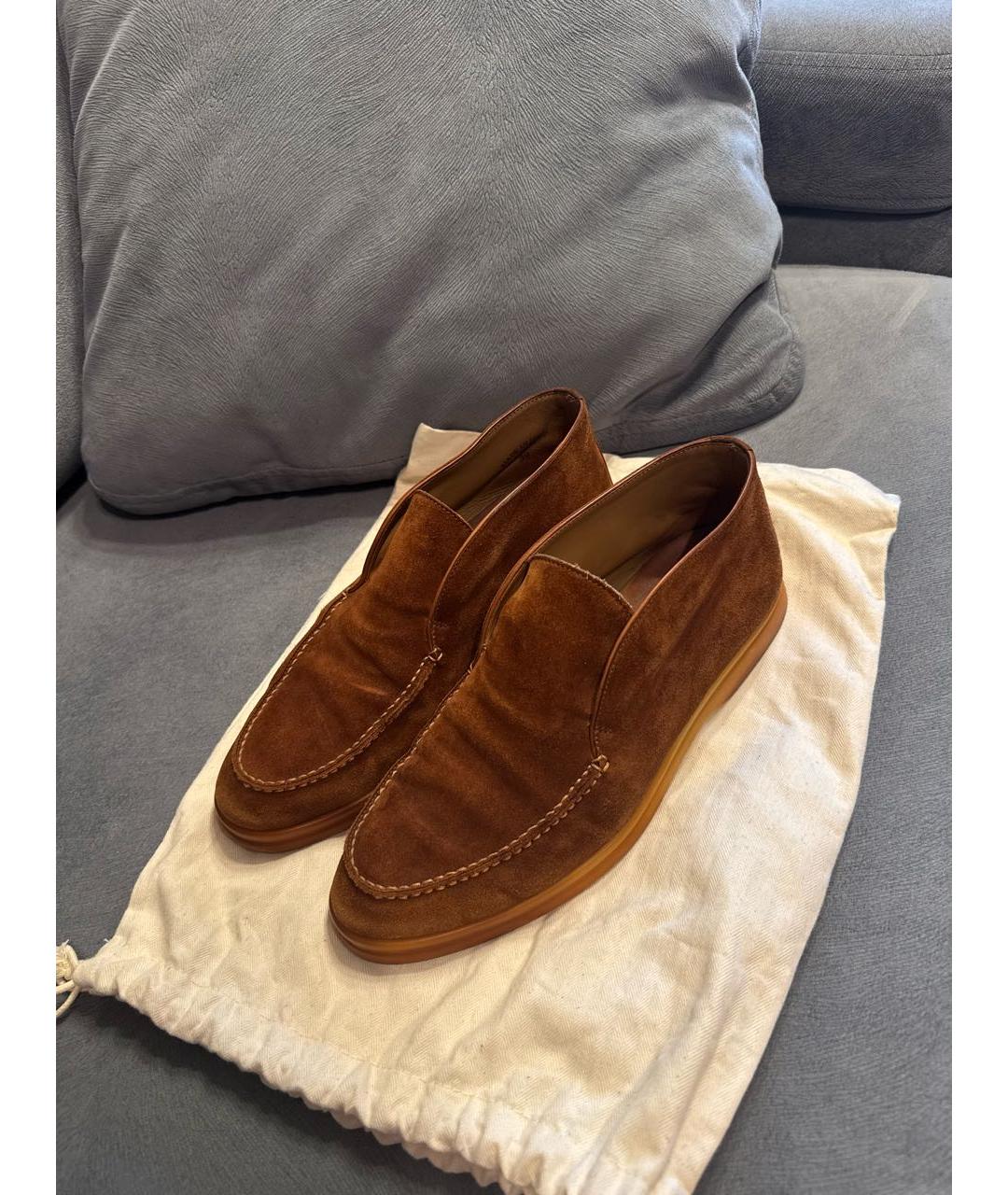 LORO PIANA Коричневые замшевые лоферы, фото 2