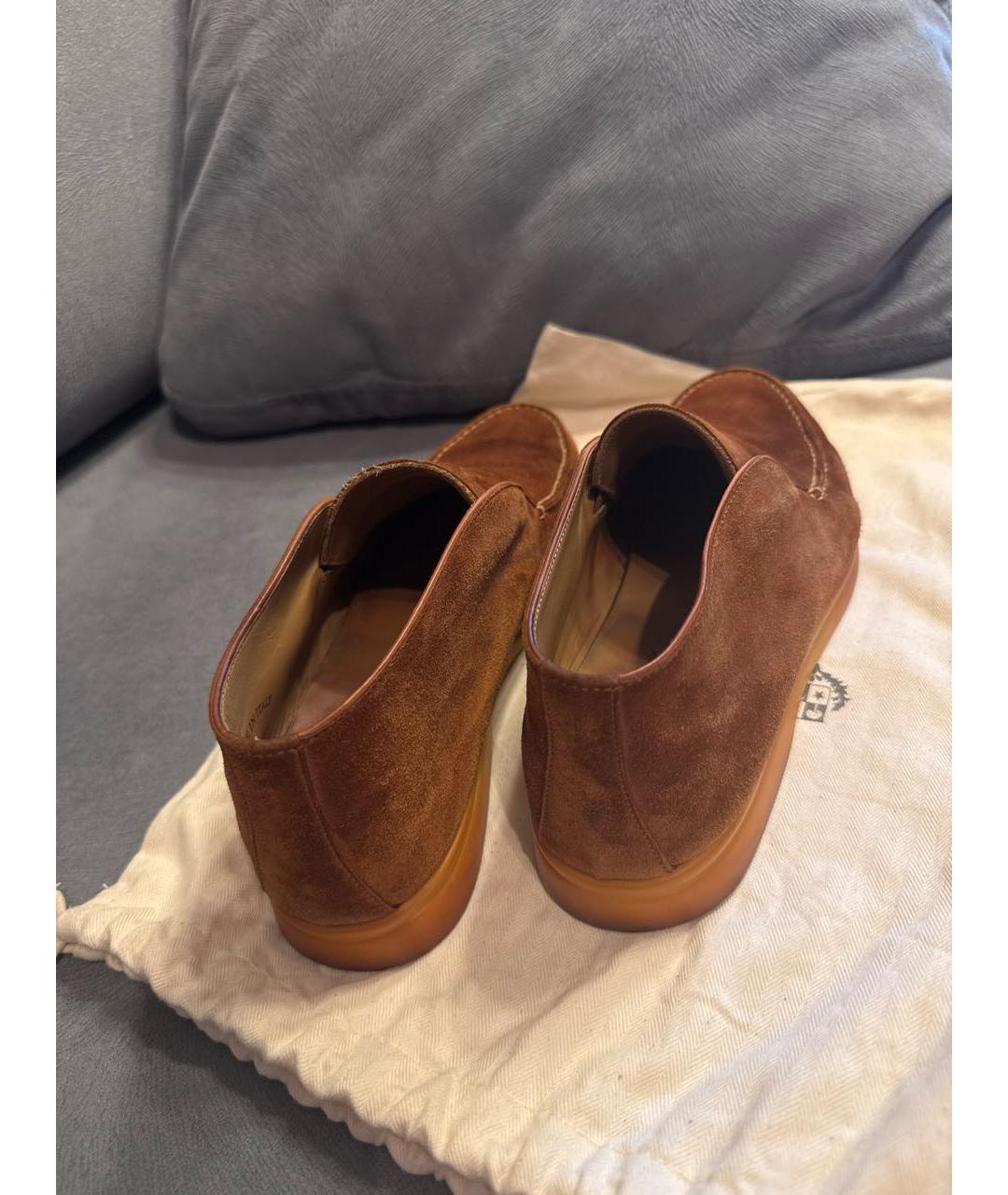 LORO PIANA Коричневые замшевые лоферы, фото 4