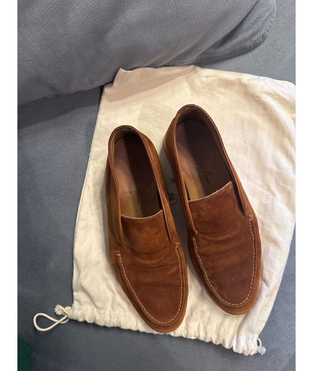 LORO PIANA Коричневые замшевые лоферы, фото 3