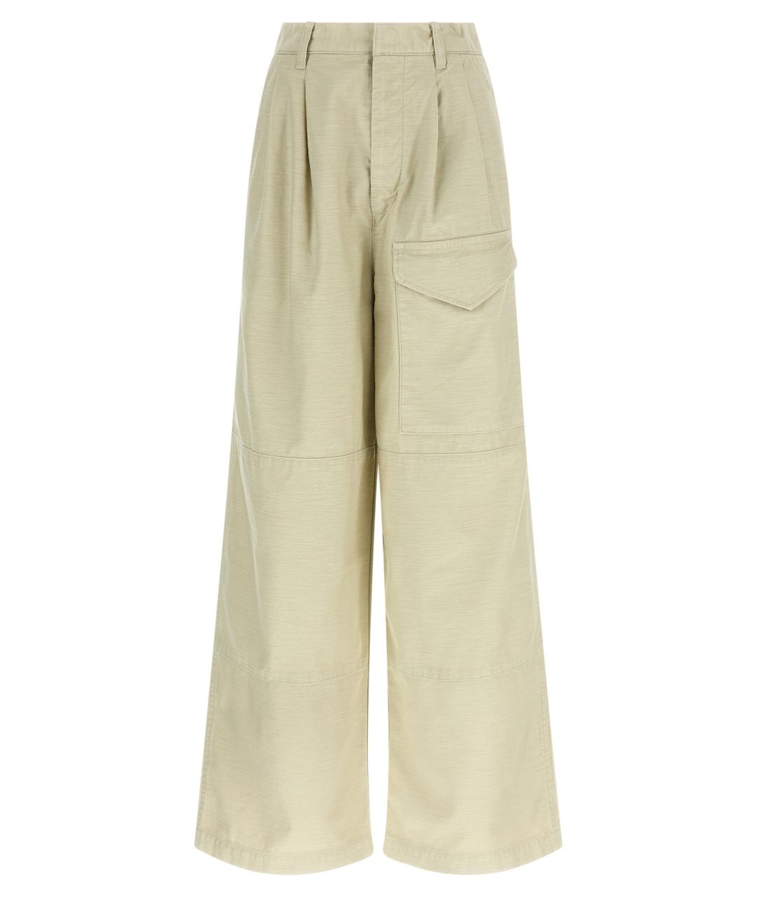 AURALEE Бежевые хлопковые брюки широкие, фото 1
