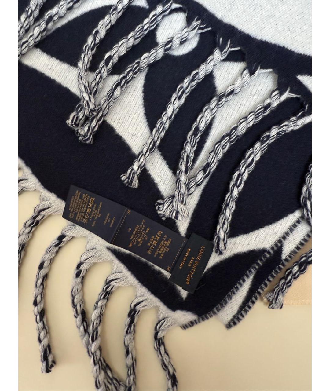 LOUIS VUITTON Синий шерстяной шарф, фото 5