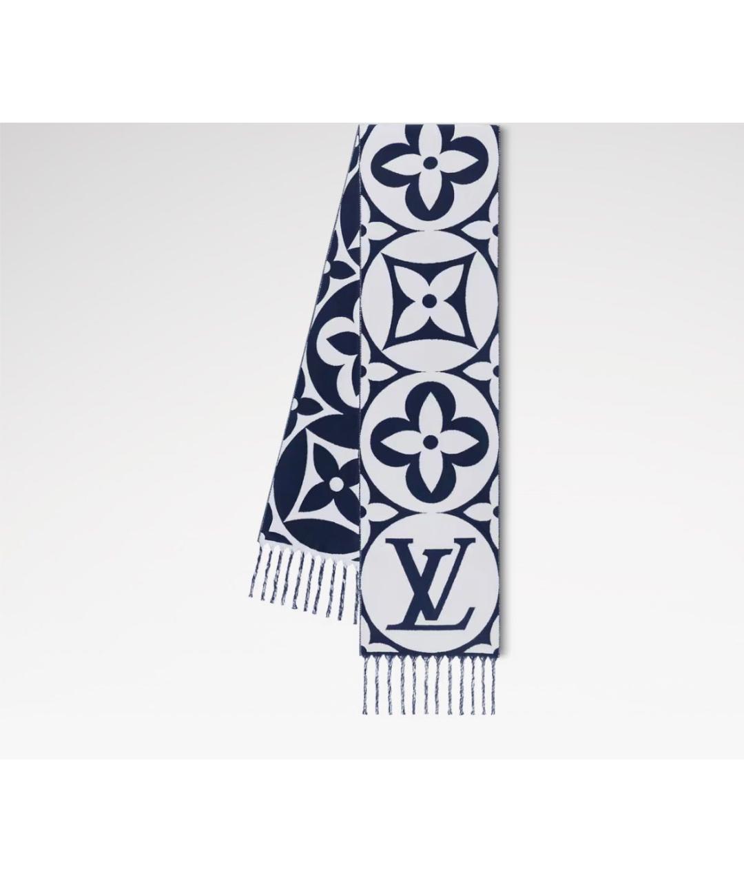 LOUIS VUITTON Синий шерстяной шарф, фото 3