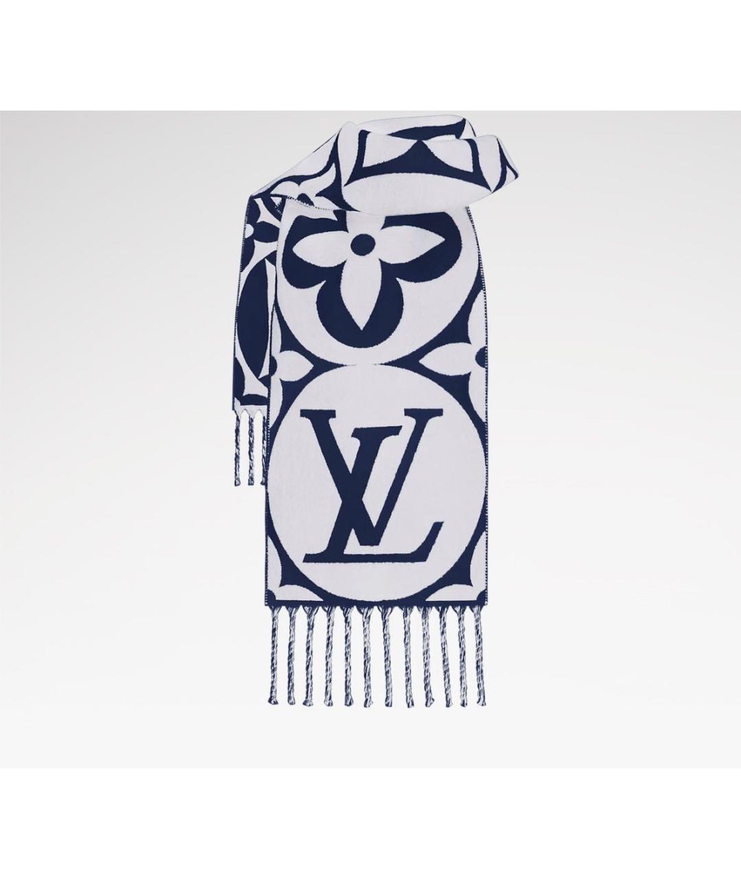 LOUIS VUITTON Синий шерстяной шарф, фото 6