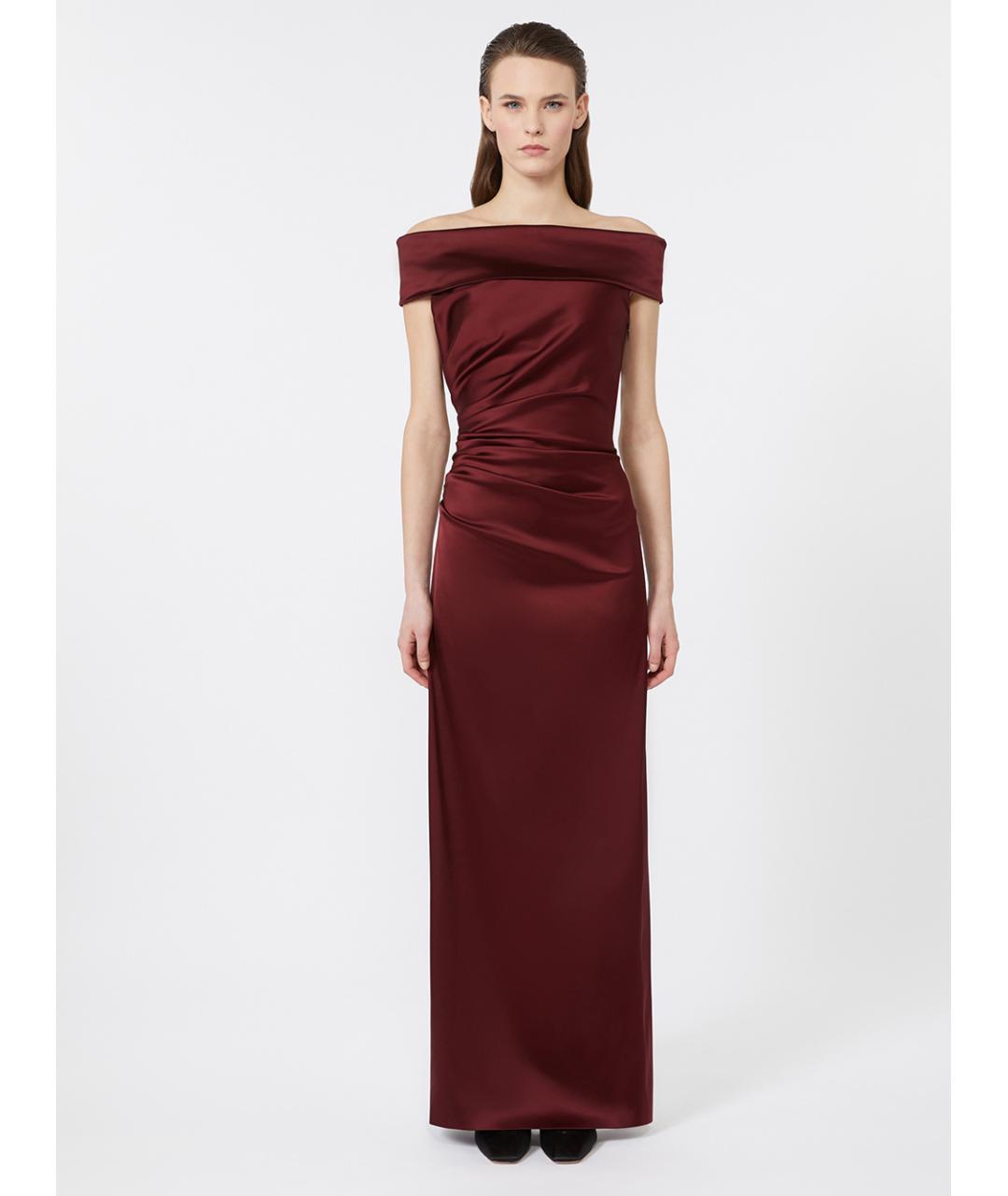 MAX MARA Бордовое полиамидовое вечернее платье, фото 2