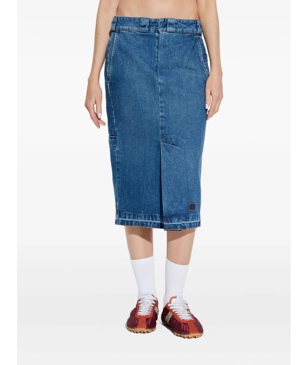 MAISON MARGIELA Синяя хлопковая юбка миди, фото 3