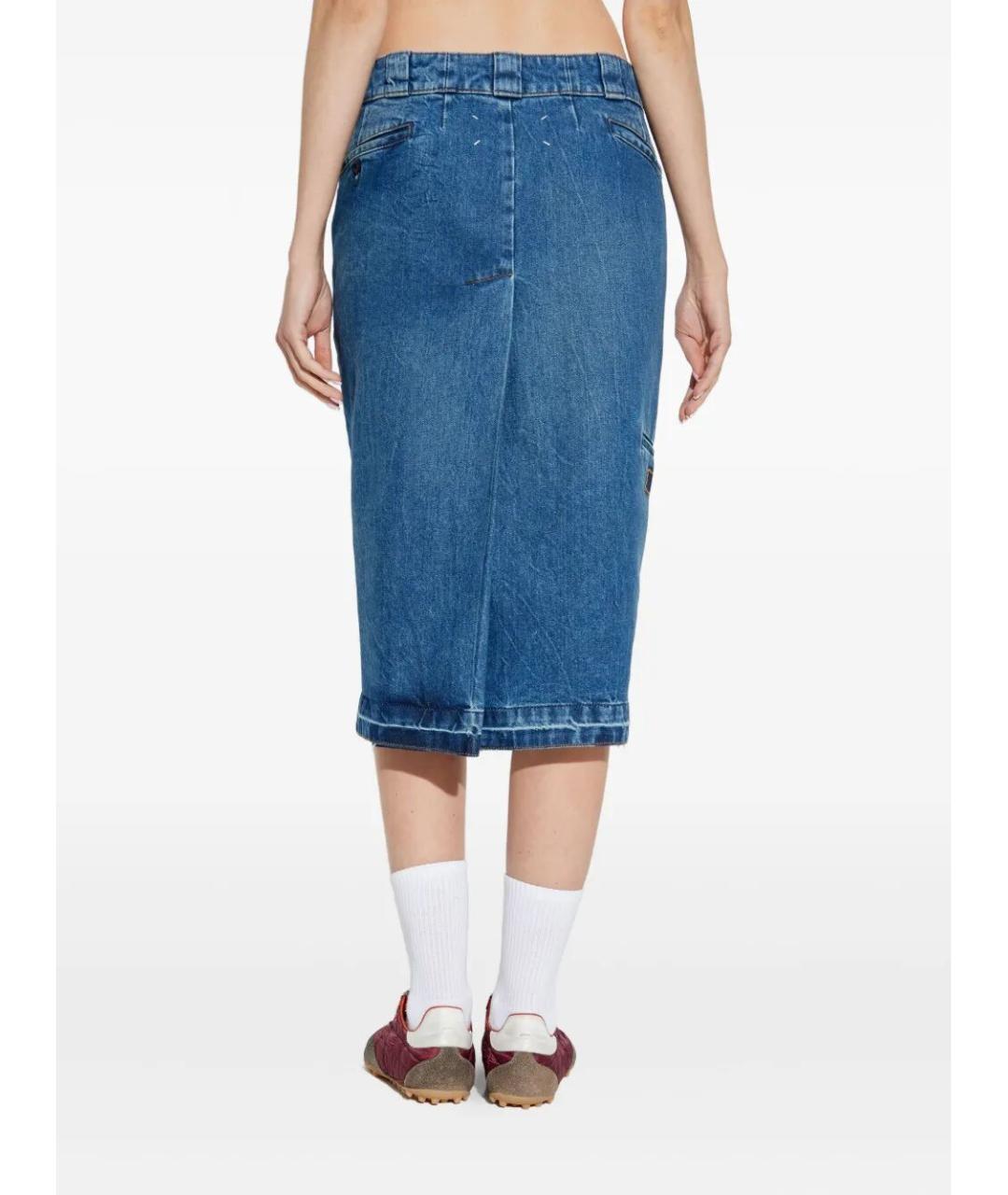 MAISON MARGIELA Синяя хлопковая юбка миди, фото 4