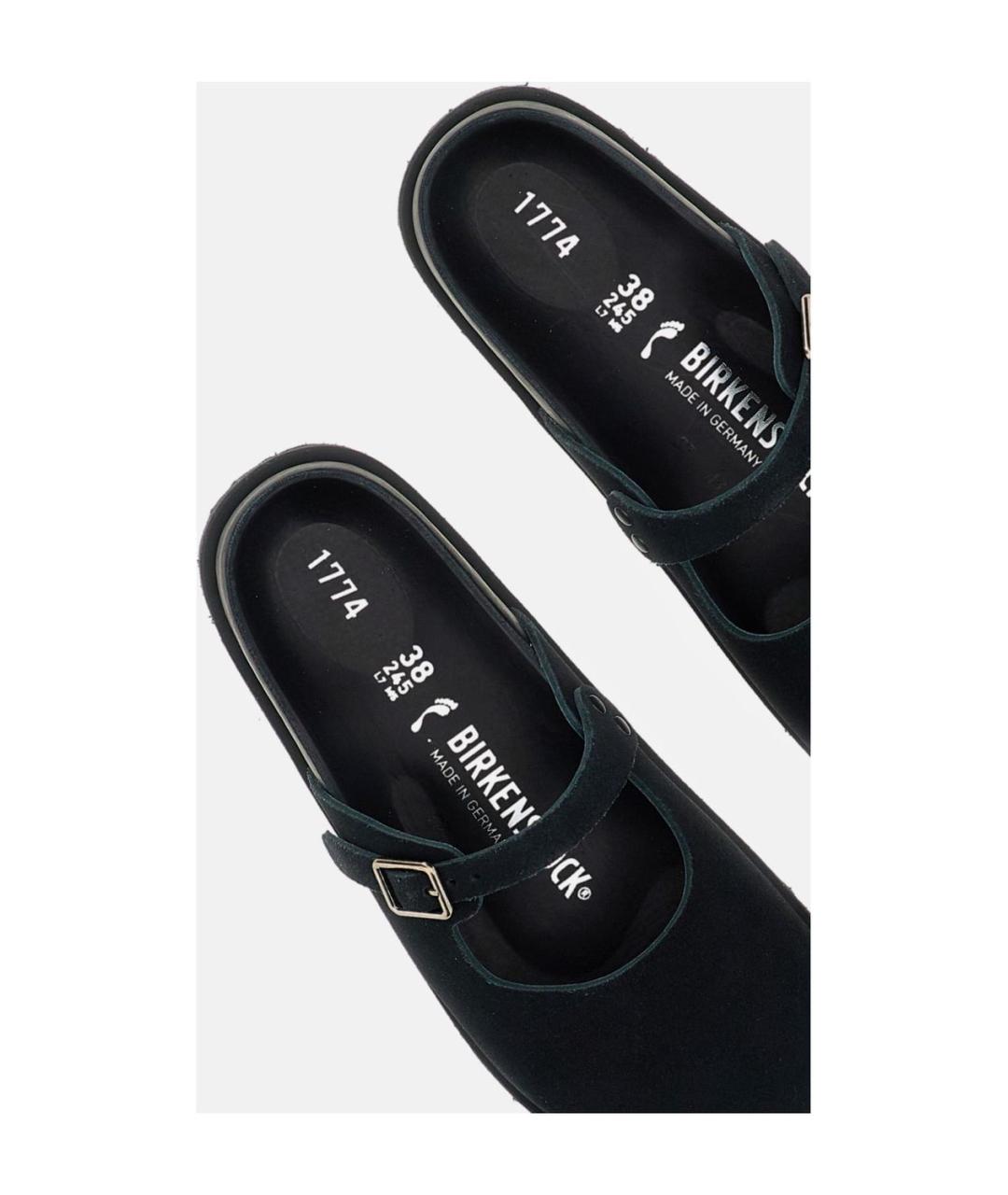 BIRKENSTOCK Черные кожаные мюли, фото 3