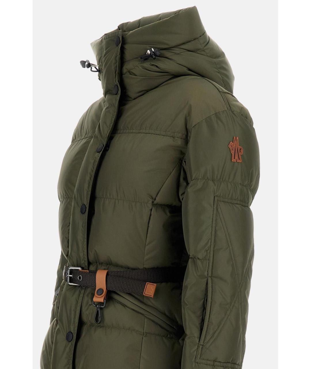 MONCLER Зеленый полиамидовый пуховик, фото 3