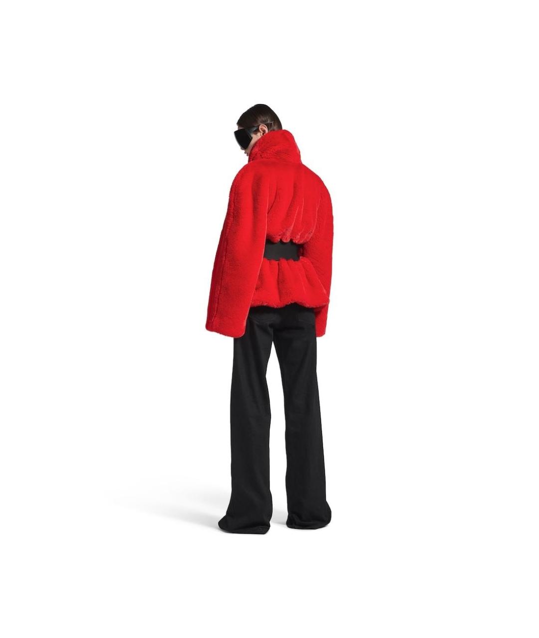 BALENCIAGA Красная полиэстеровая шуба, фото 4
