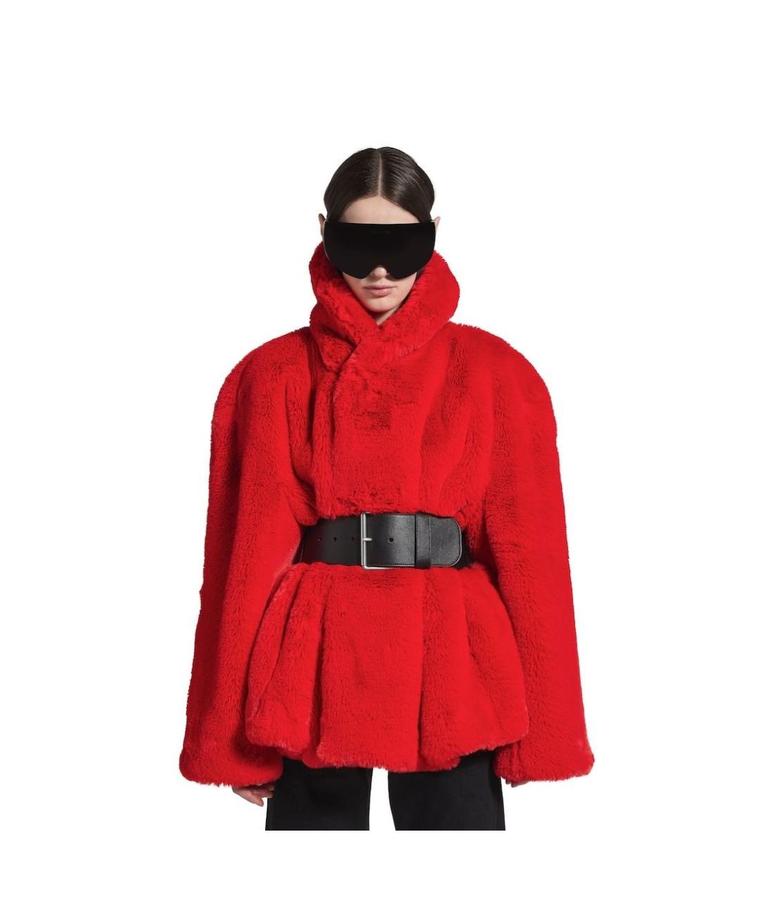 BALENCIAGA Красная полиэстеровая шуба, фото 5