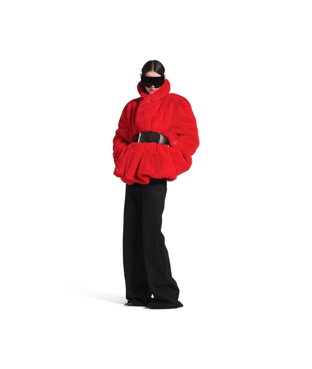 BALENCIAGA Красная полиэстеровая шуба, фото 2