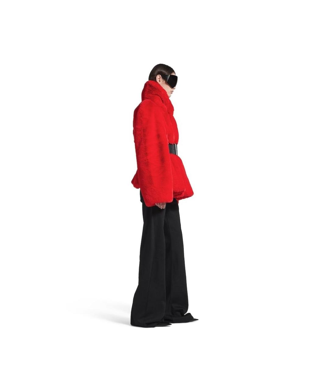 BALENCIAGA Красная полиэстеровая шуба, фото 3