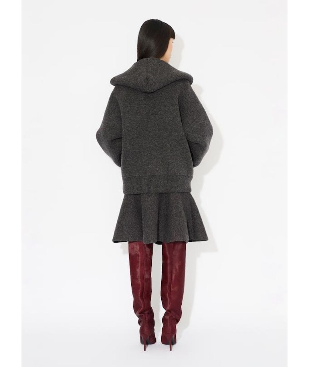 ALAIA Антрацитовая шерстяная юбка миди, фото 3