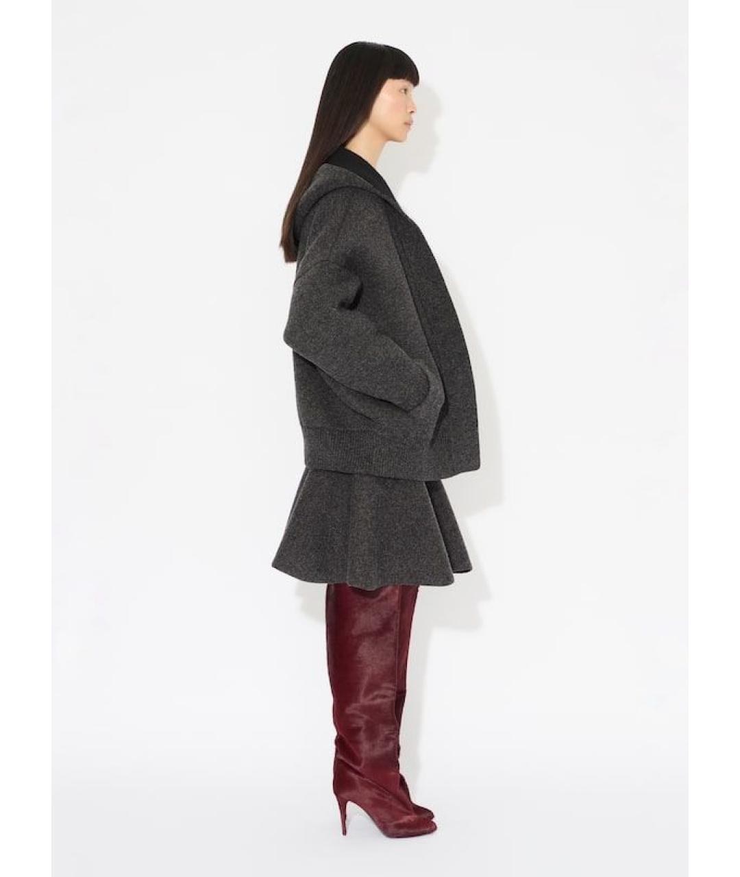 ALAIA Антрацитовая шерстяная юбка миди, фото 4
