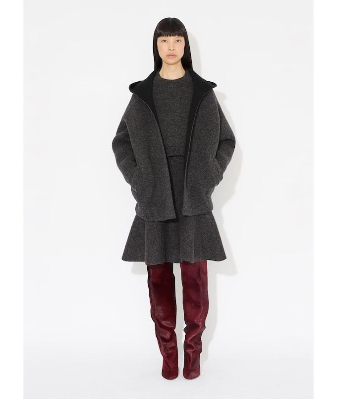 ALAIA Антрацитовая шерстяная юбка миди, фото 2