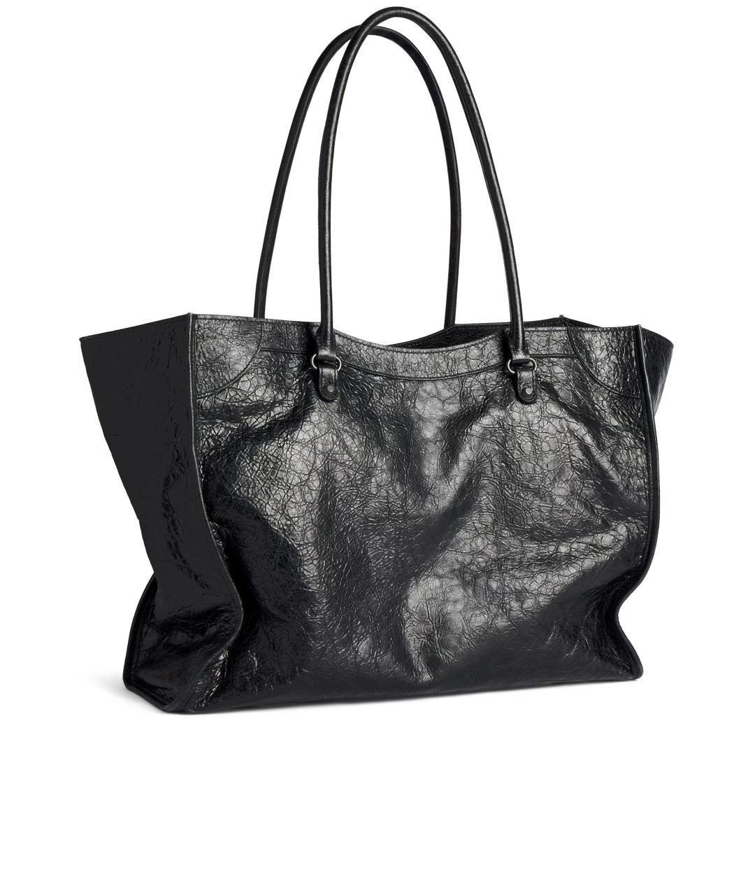 BALENCIAGA Черная кожаная сумка тоут, фото 3