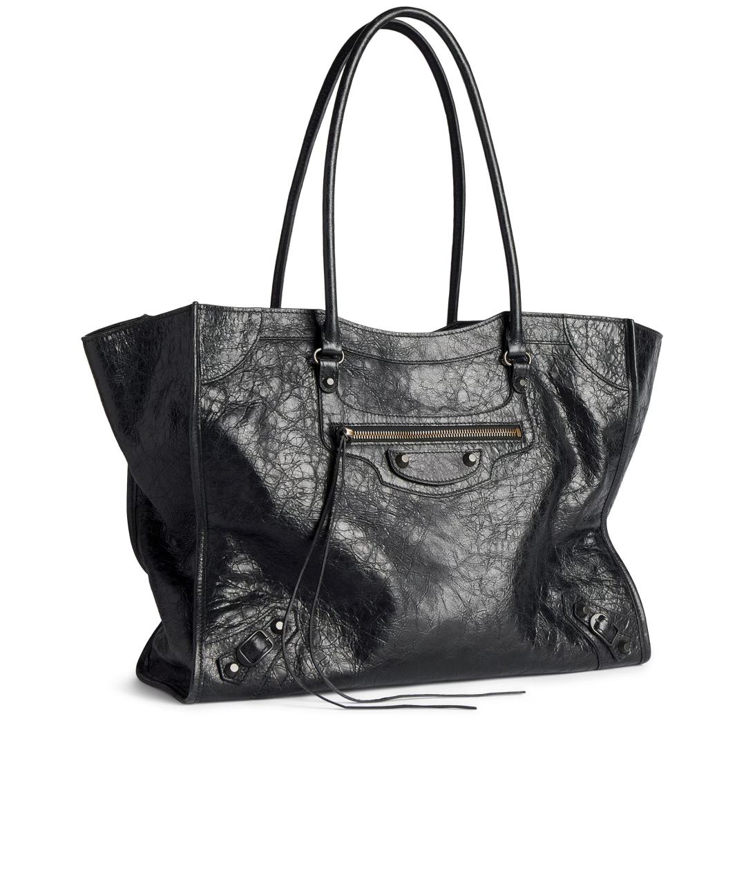 BALENCIAGA Черная кожаная сумка тоут, фото 2