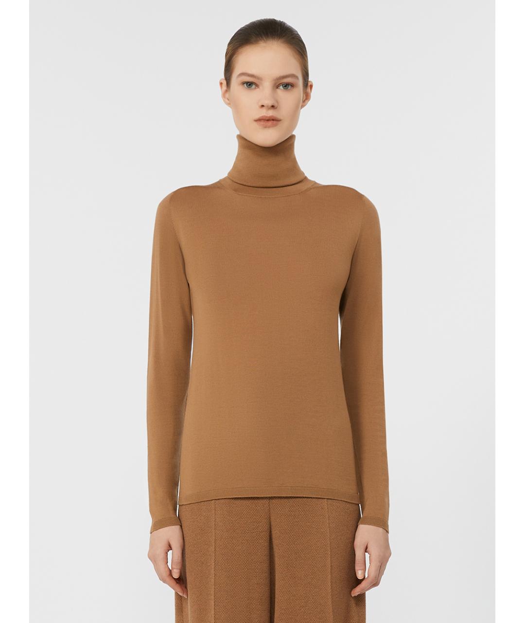 MAX MARA Коричневая шерстяная водолазка, фото 2