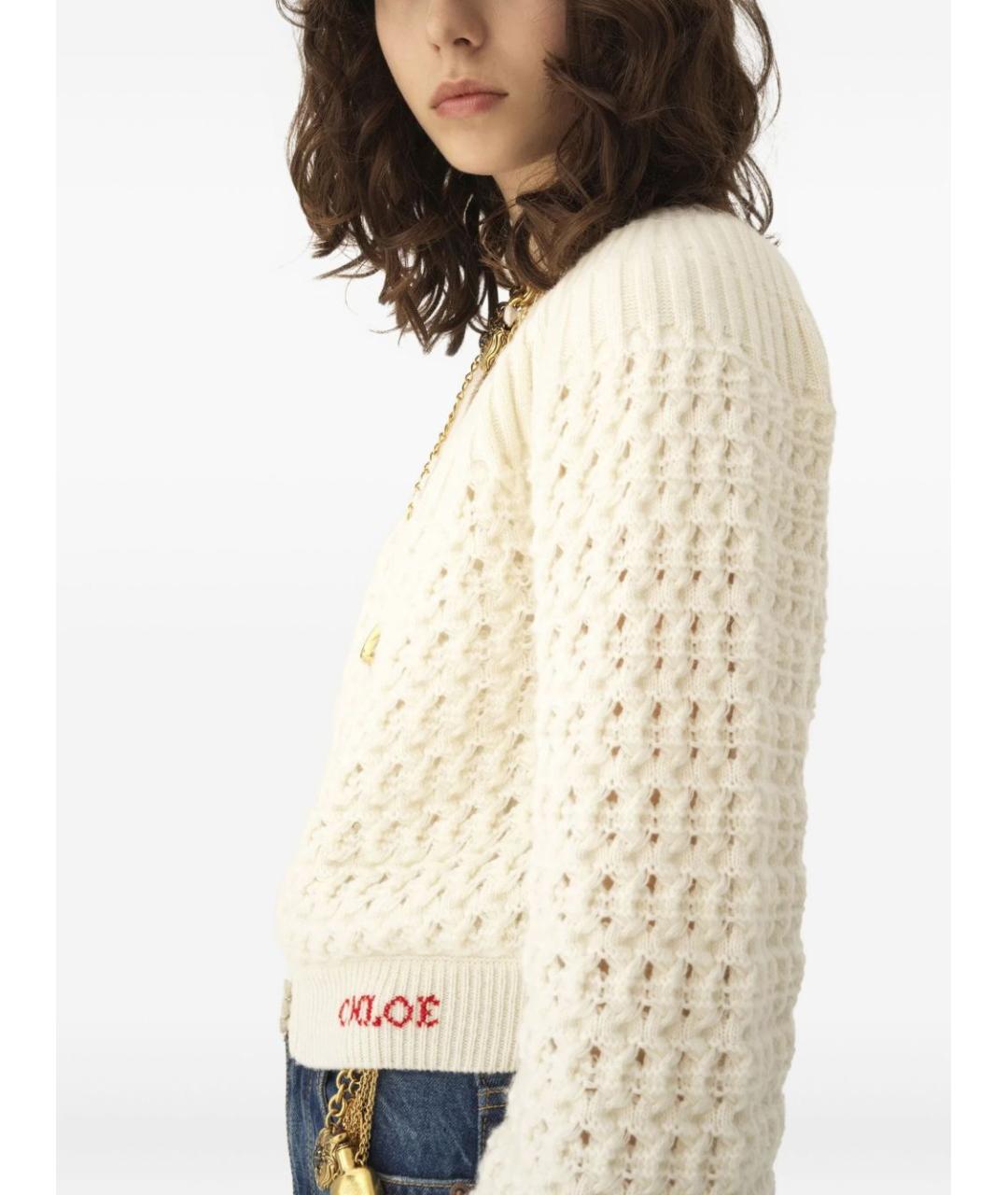 CHLOE Белый шерстяной кардиган, фото 4
