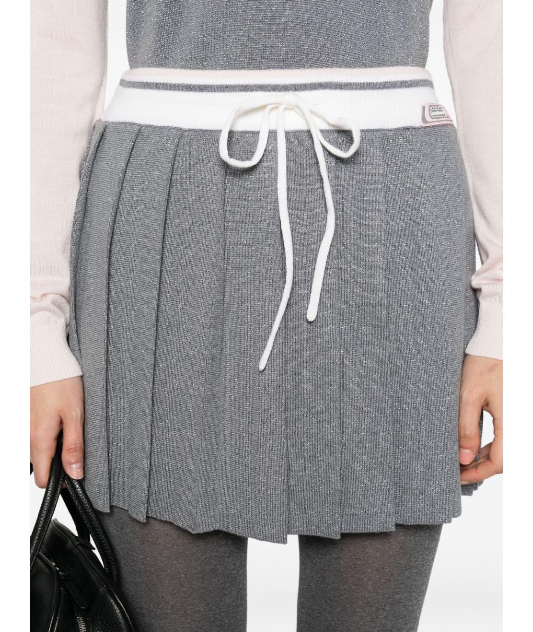 CASABLANCA Серая шерстяная юбка мини, фото 5