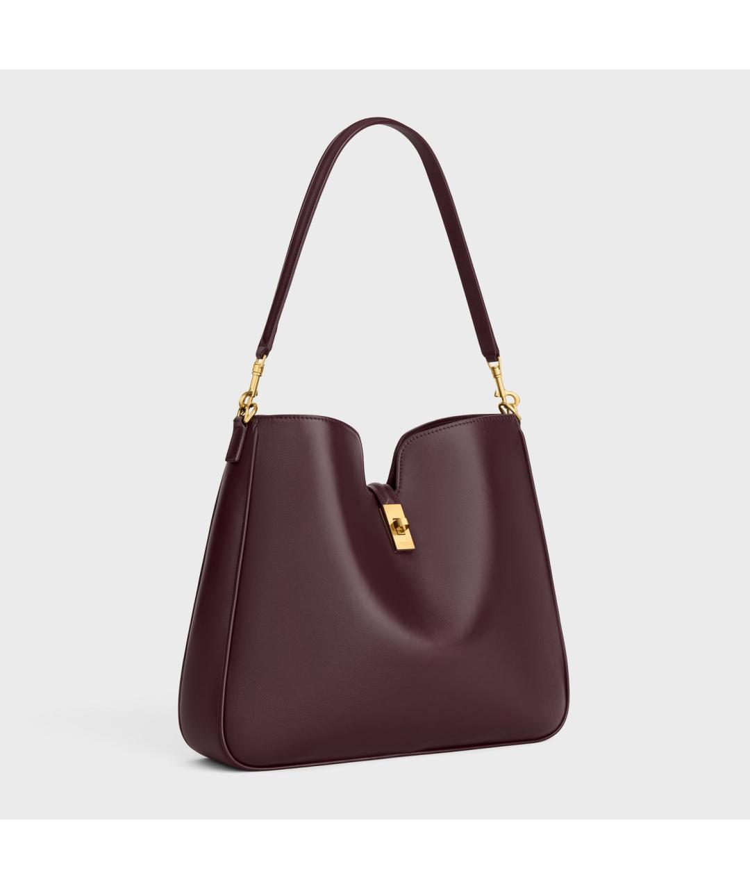 CELINE Бордовая кожаная сумка тоут, фото 2