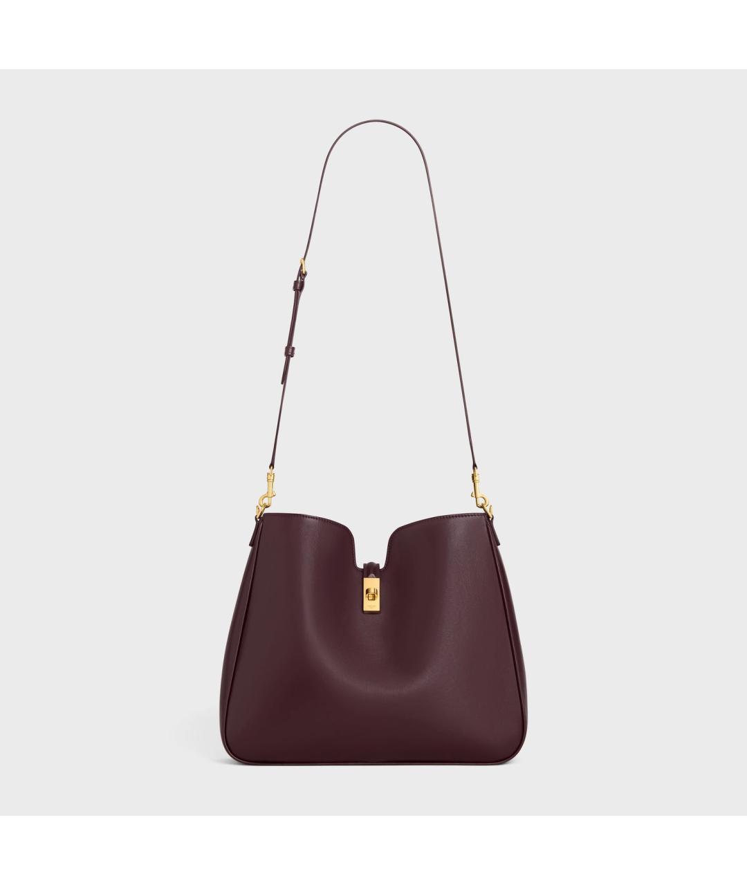 CELINE Бордовая кожаная сумка тоут, фото 4