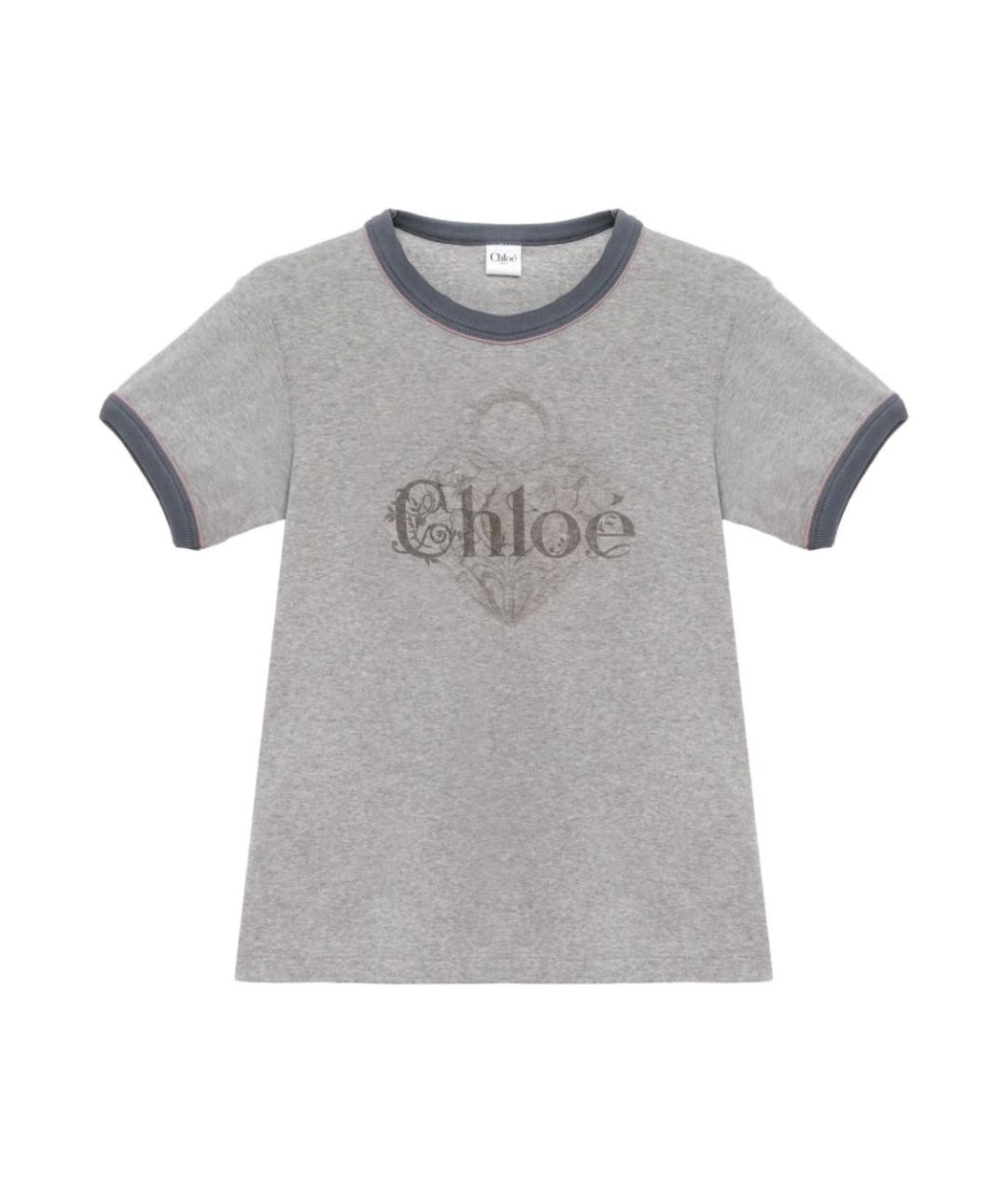CHLOE Серая хлопковая футболка, фото 1