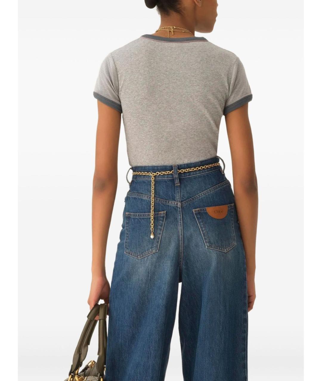 CHLOE Серая хлопковая футболка, фото 4