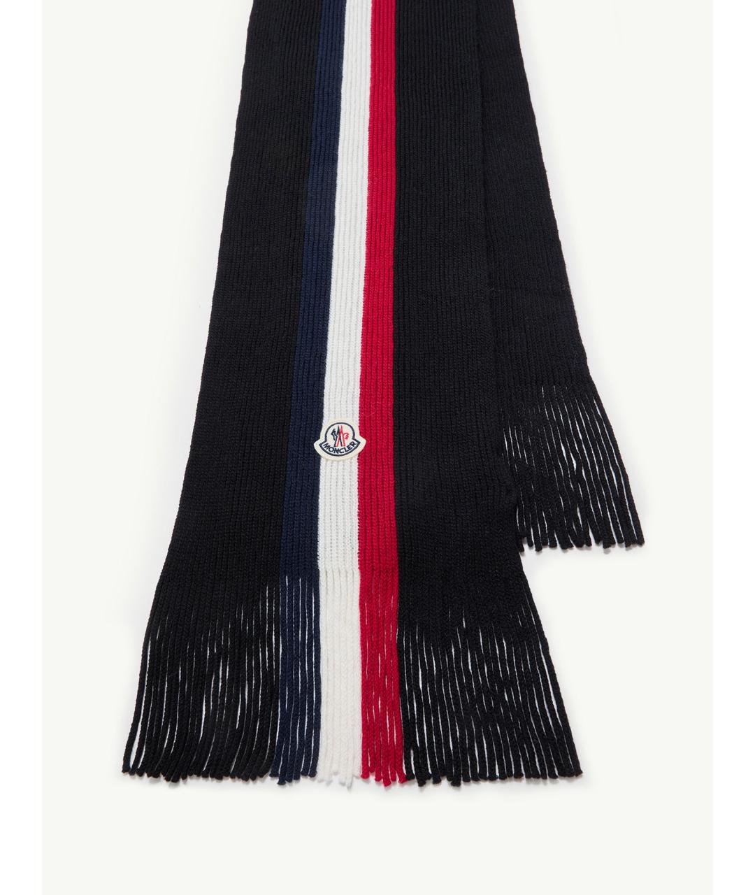 MONCLER Черный шерстяной шарф, фото 3