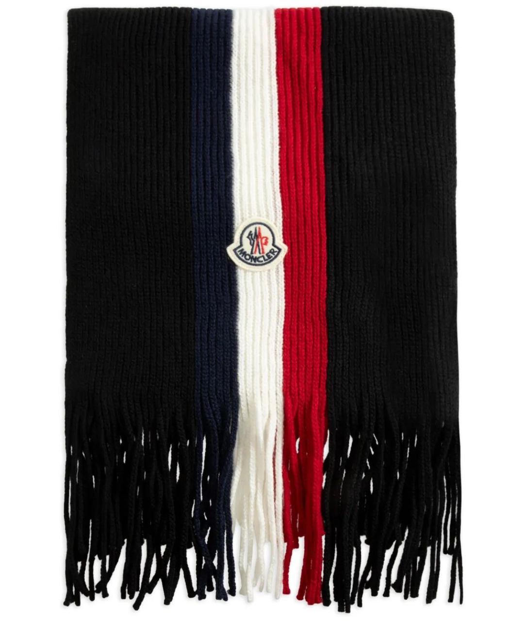 MONCLER Черный шерстяной шарф, фото 1