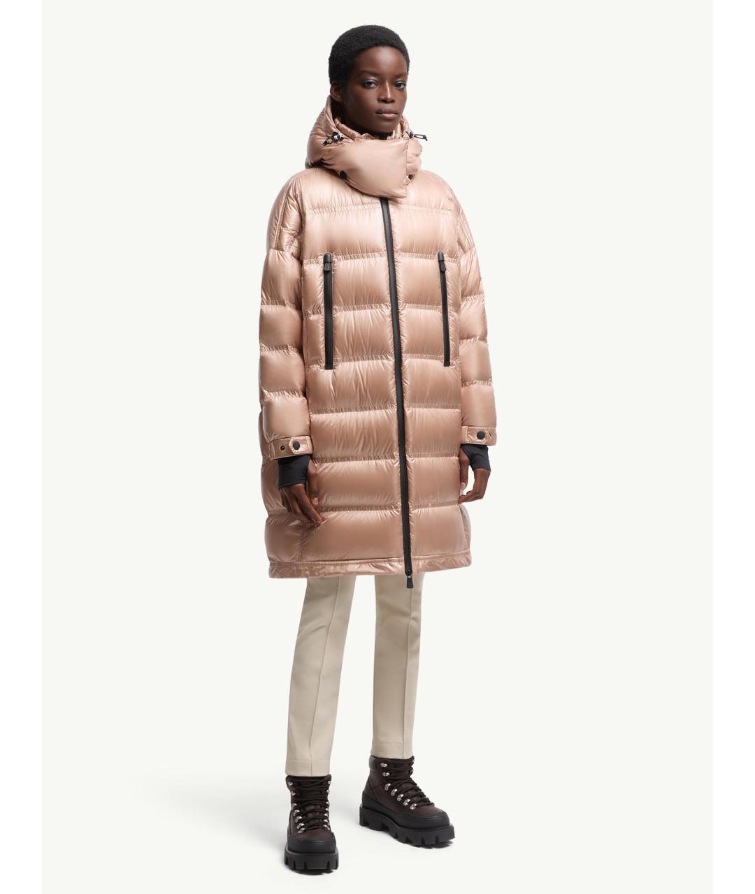 MONCLER Розовый полиамидовый пуховик, фото 3