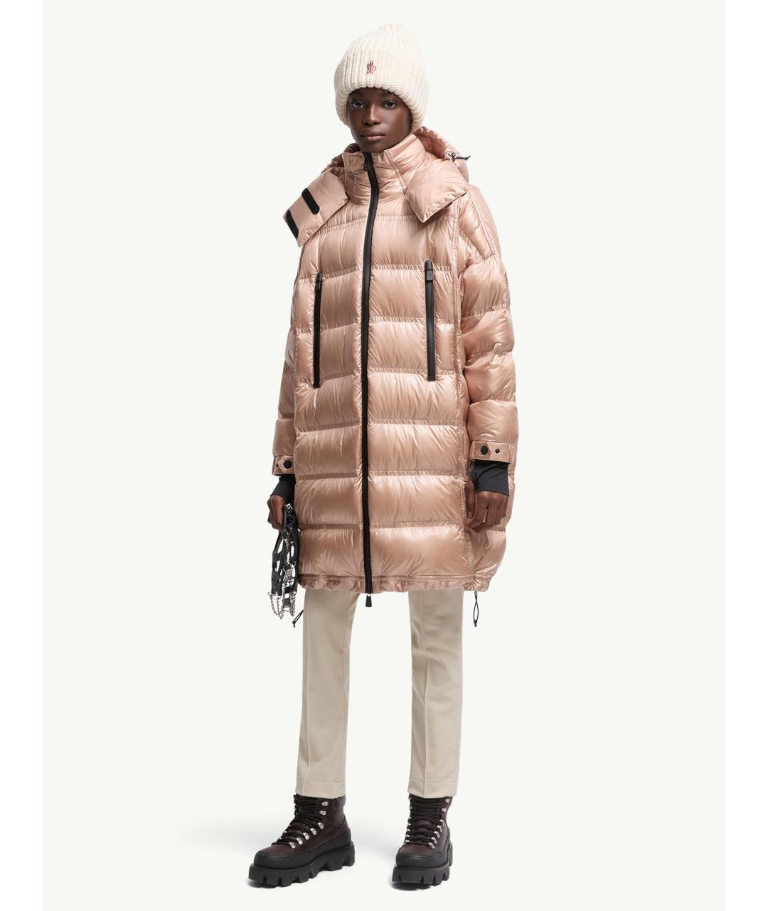 MONCLER Розовый полиамидовый пуховик, фото 2