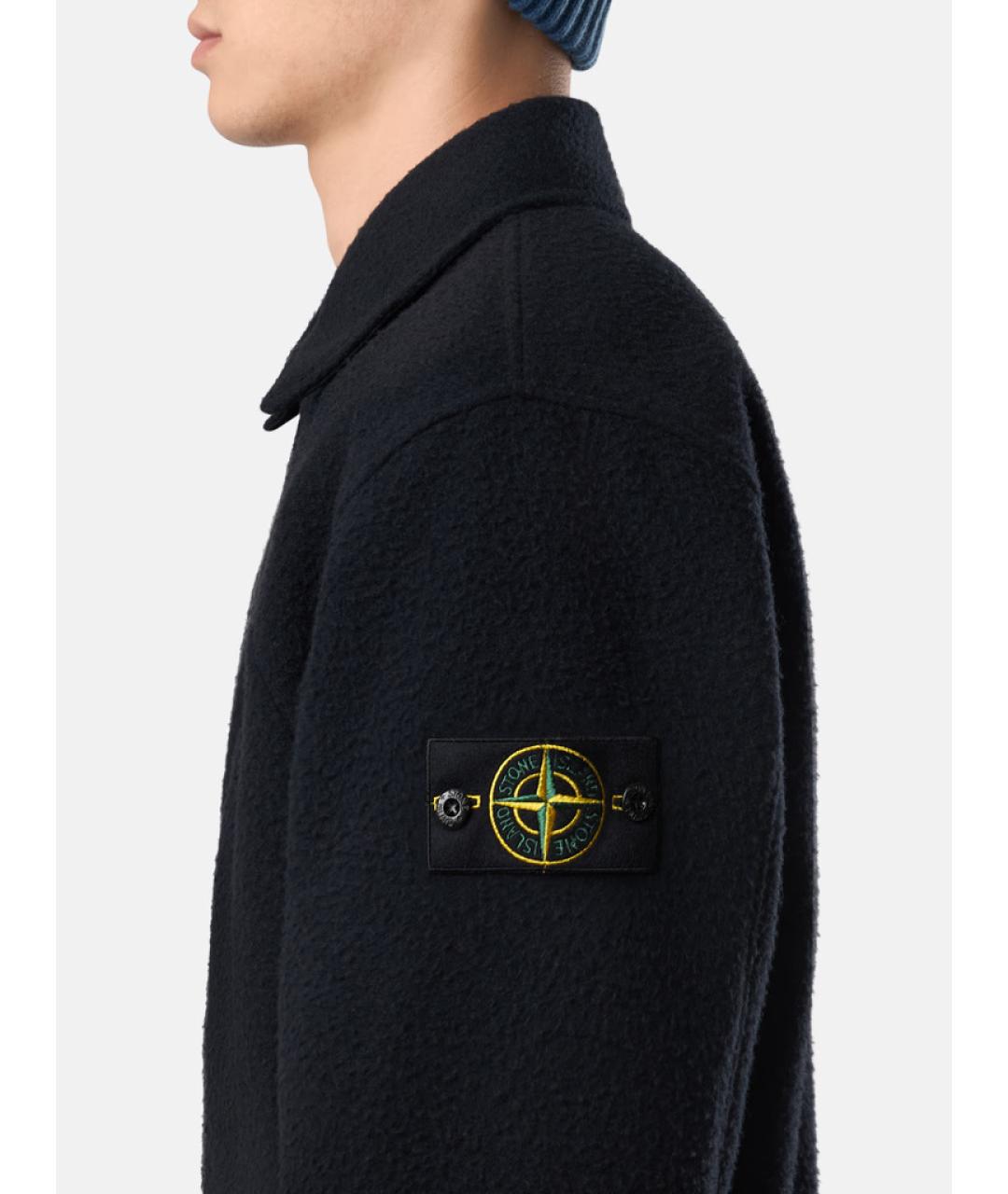 STONE ISLAND Темно-синяя шерстяная куртка, фото 3