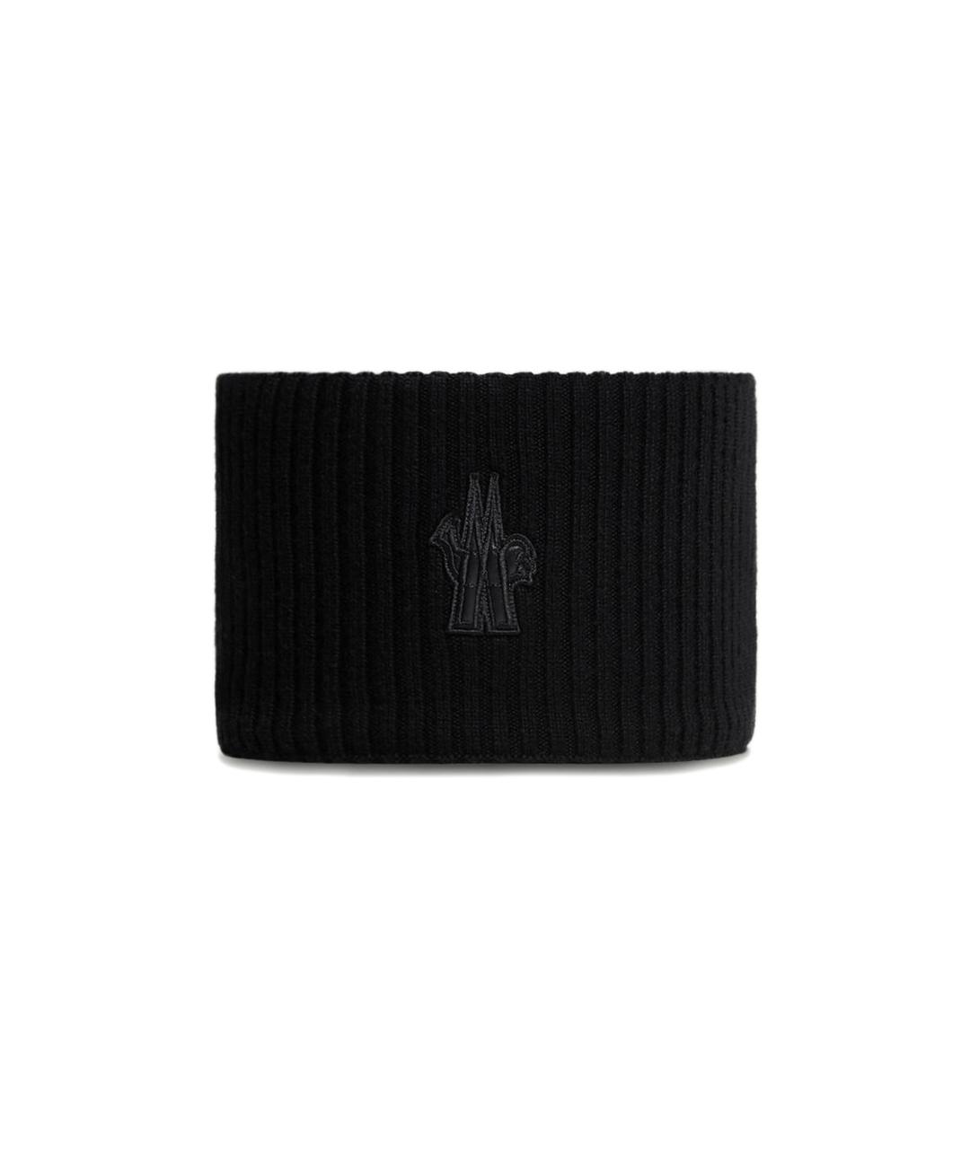 MONCLER Черная шерстяная повязка на голову, фото 1
