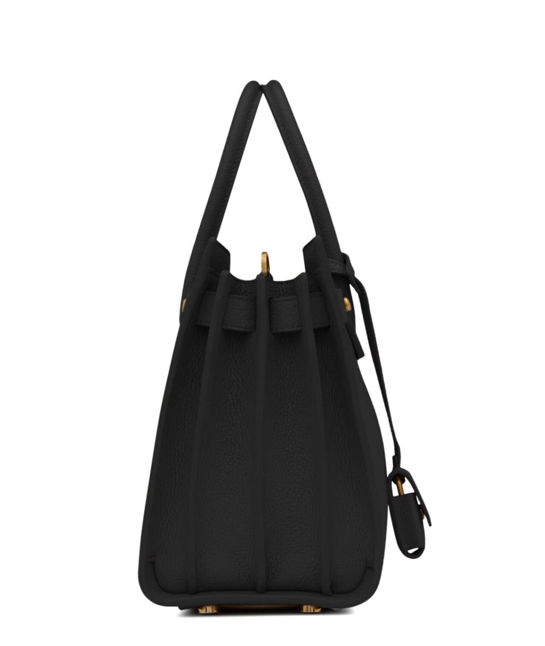 SAINT LAURENT Черная кожаная сумка тоут, фото 4