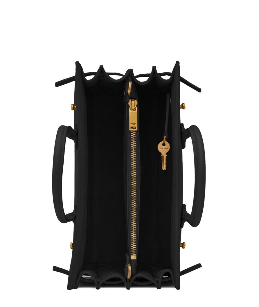 SAINT LAURENT Черная кожаная сумка тоут, фото 5