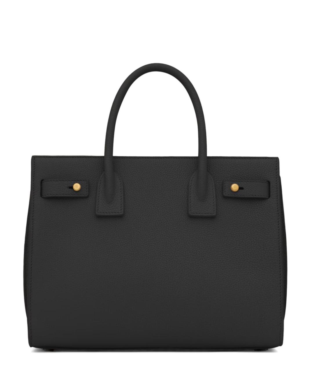 SAINT LAURENT Черная кожаная сумка тоут, фото 3