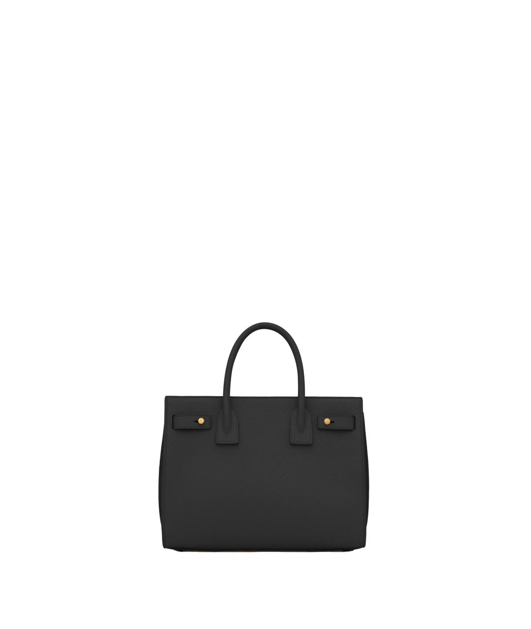 SAINT LAURENT Черная кожаная сумка тоут, фото 2