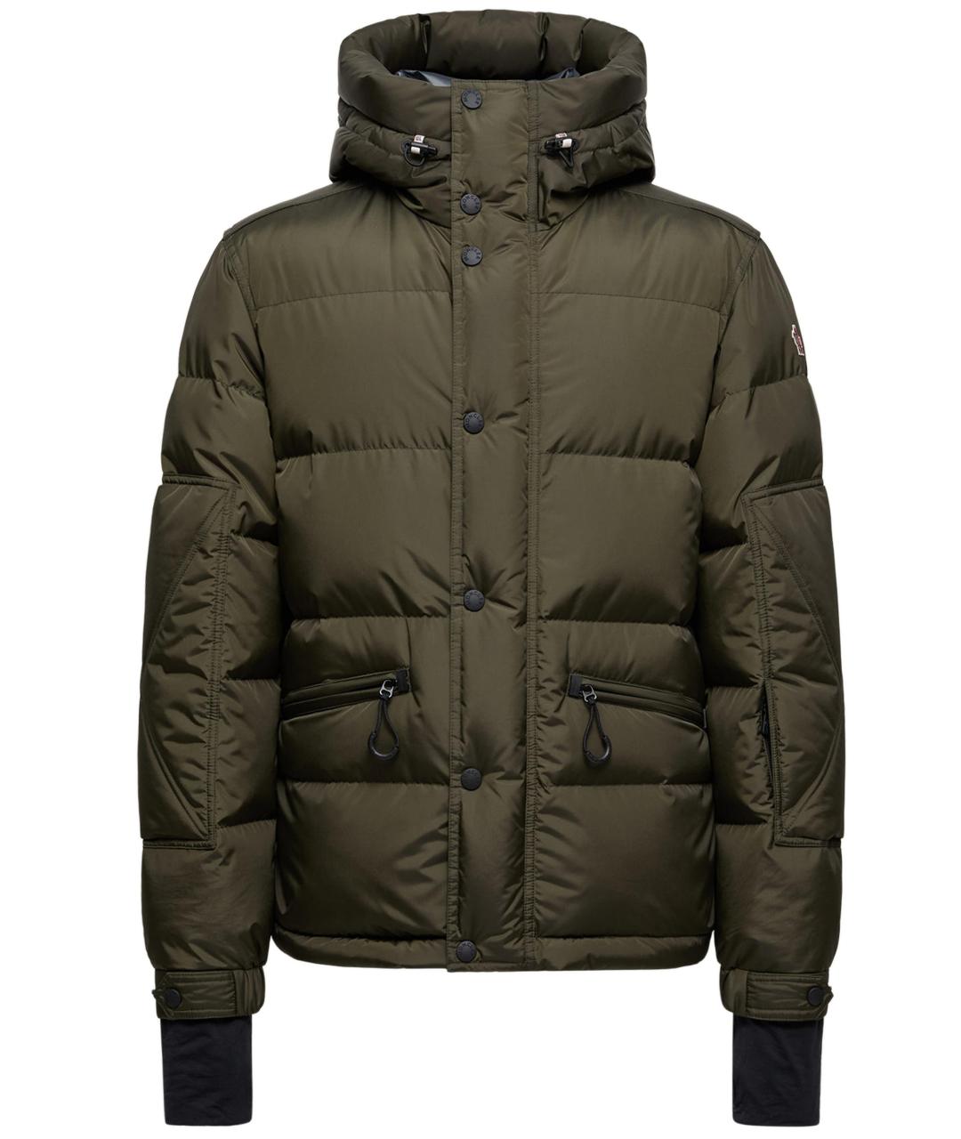 MONCLER Зеленый полиамидовый пуховик, фото 1