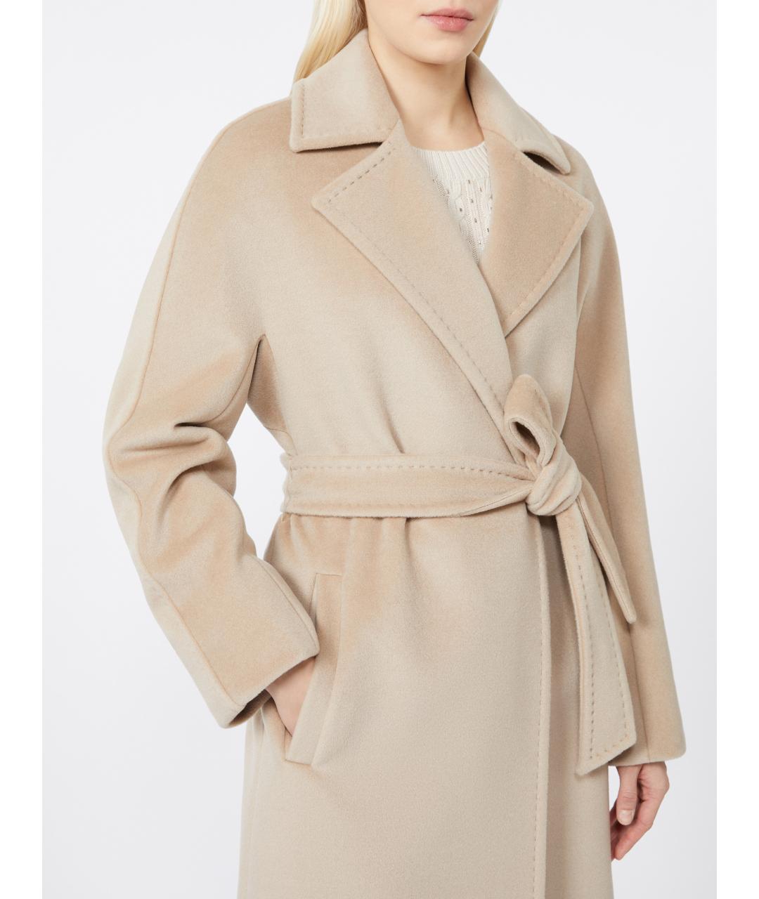 MAX MARA STUDIO Бежевое шерстяное пальто, фото 5