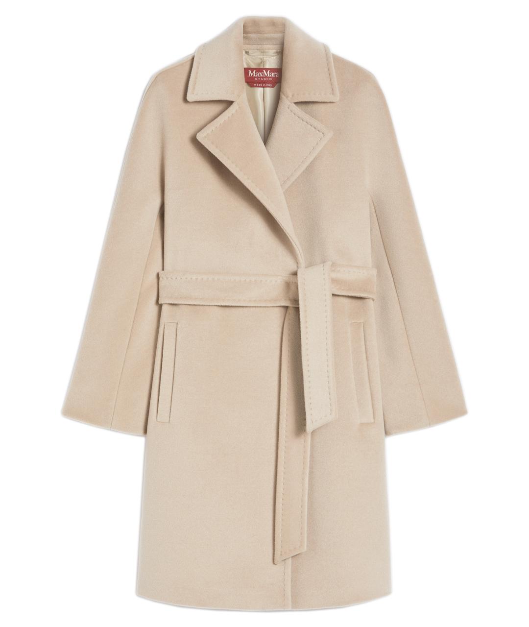 MAX MARA STUDIO Бежевое шерстяное пальто, фото 1