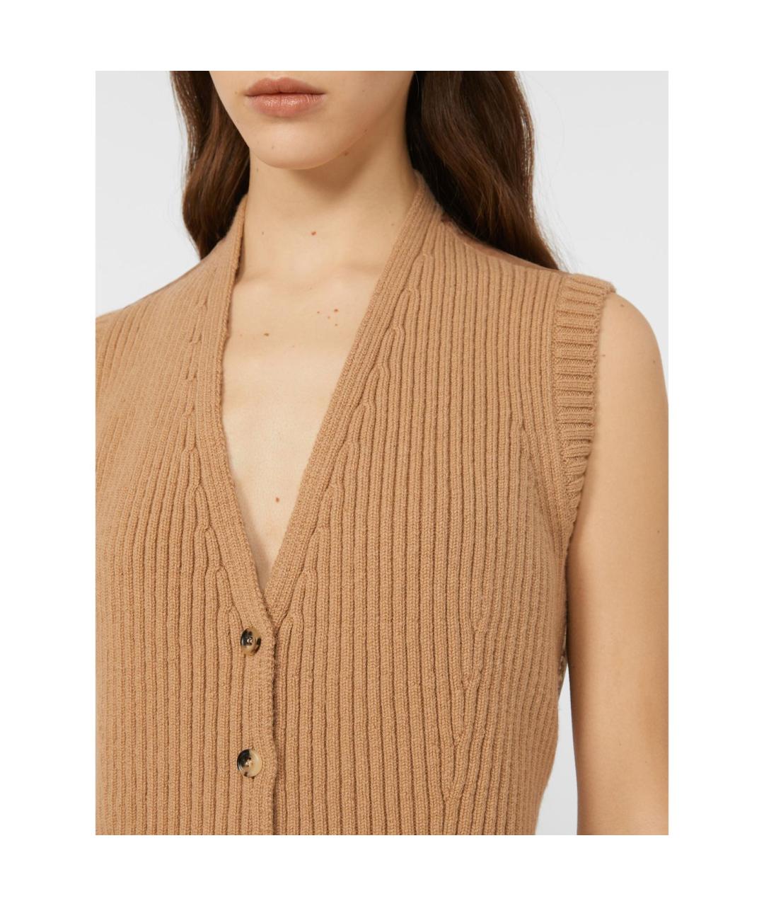 MAX MARA Бежевая кашемировая жилетка, фото 3
