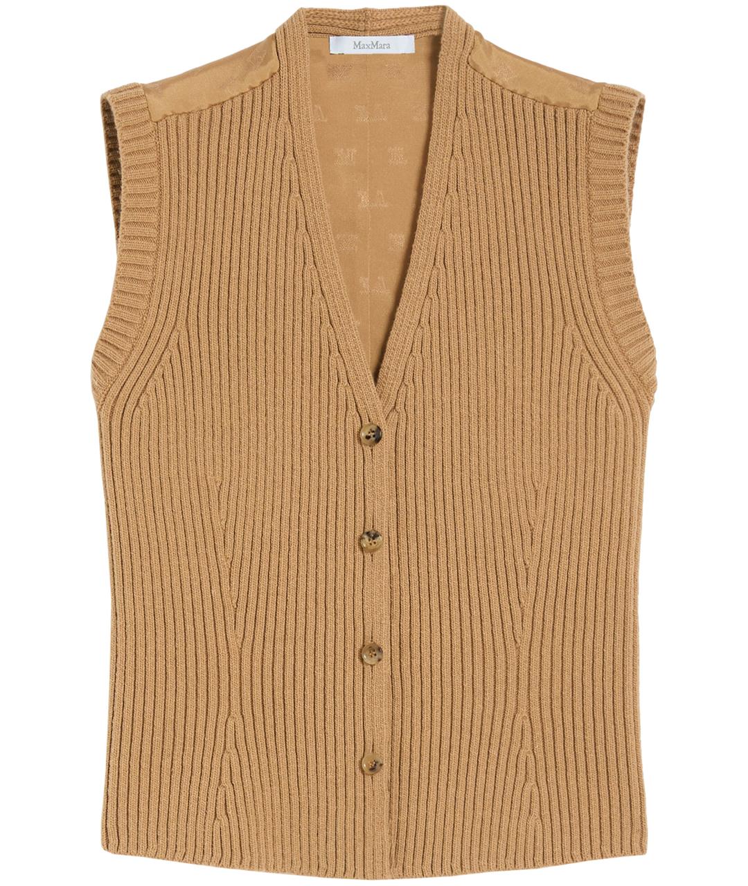 MAX MARA Бежевая кашемировая жилетка, фото 1
