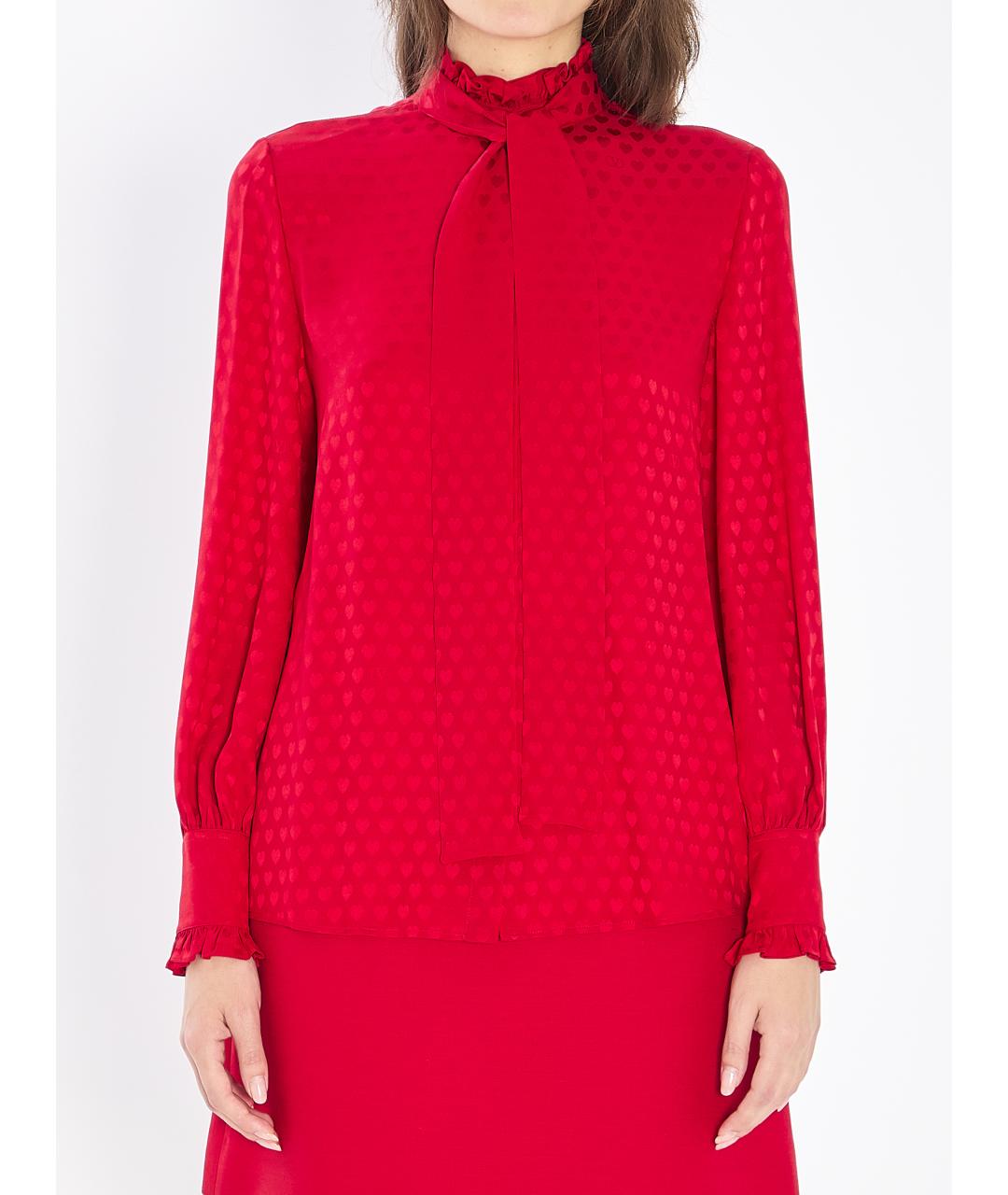 VALENTINO Красная шелковая блузы, фото 2