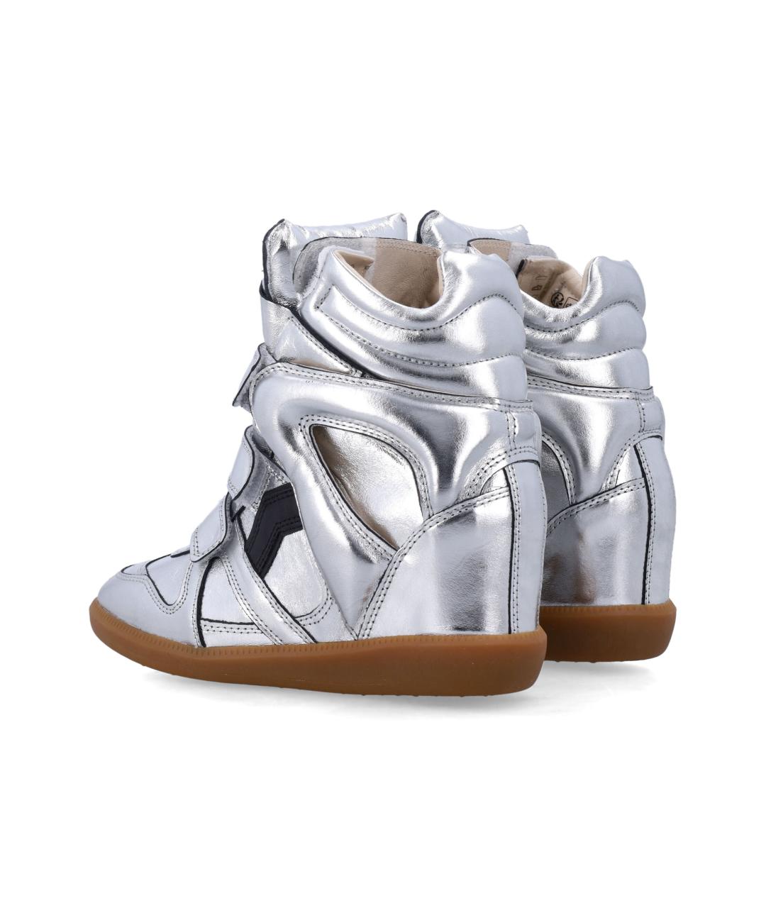 ISABEL MARANT Серебряные кожаные кроссовки, фото 4